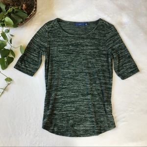 Apt. 9 Greenish Black & White Printed Quarter Tee